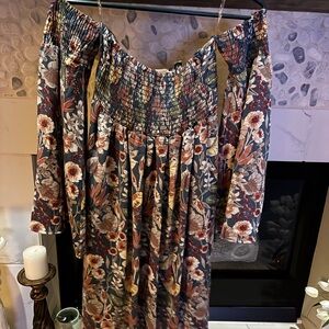 Peach Love California Blue Smocked dress